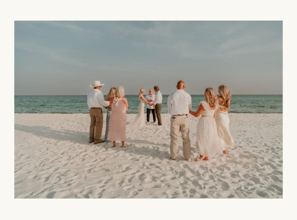 Navarre Beach Intimate Elopement surround by family 