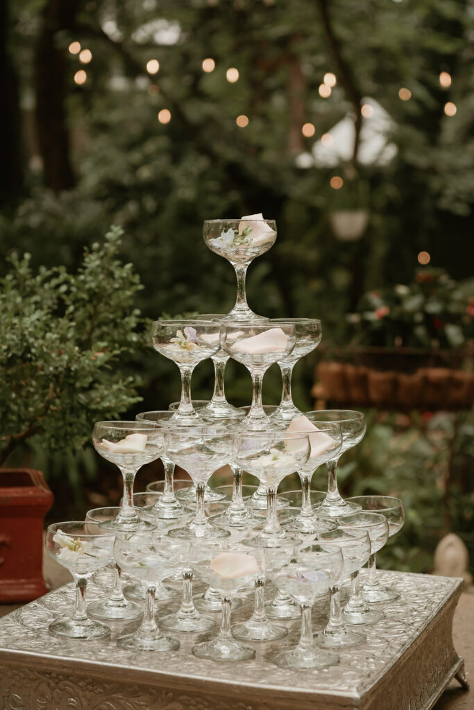 30A garden wedding champagne tower